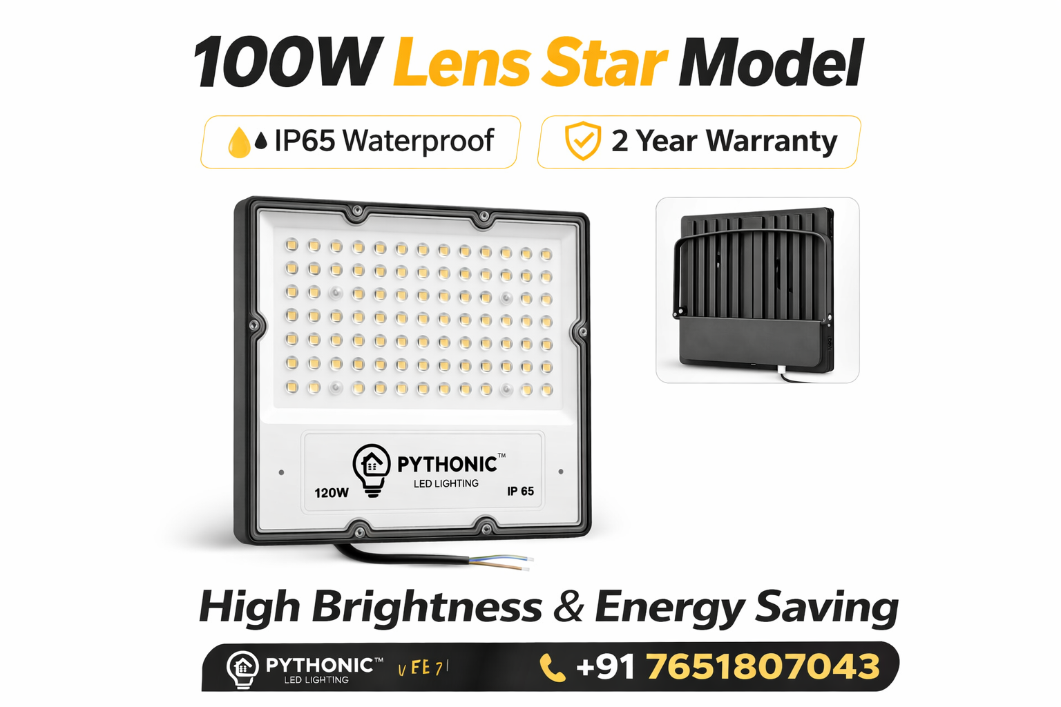 ⭐ 100W LENS STAR Model LED Flood Light — Focused Brightness with Maximum Efficiency