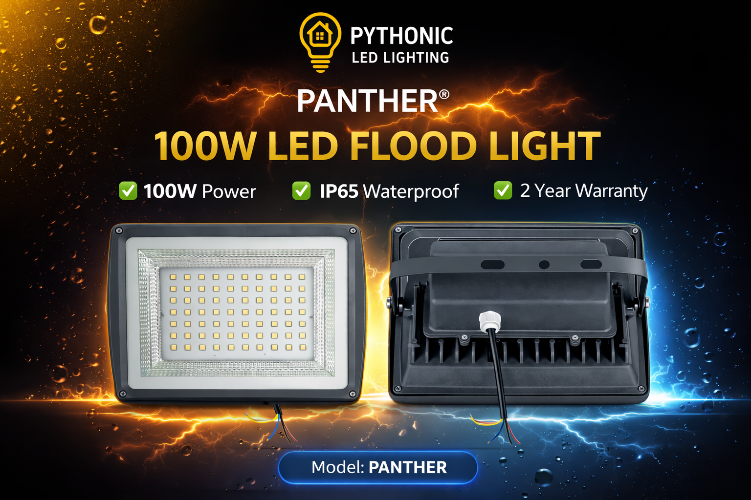🐆 100W PANTHER Model LED Flood Light (Backchowk) — Heavy Body, Powerful Performance