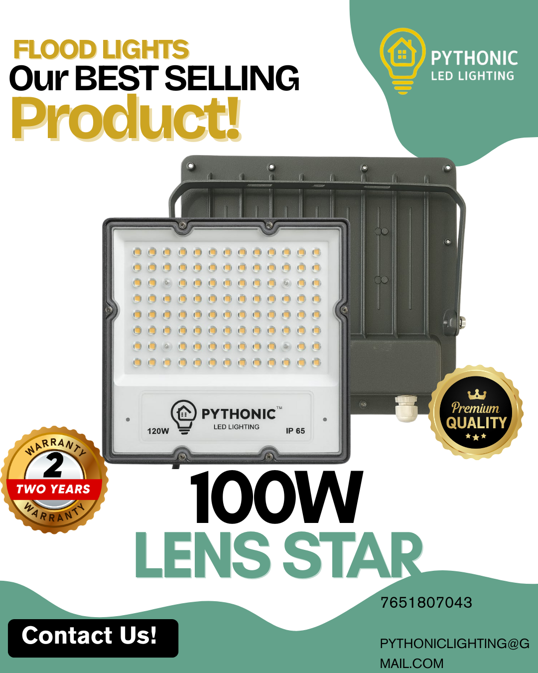 ⭐ 100W LENS STAR Model LED Flood Light — Focused Brightness with Maximum Efficiency