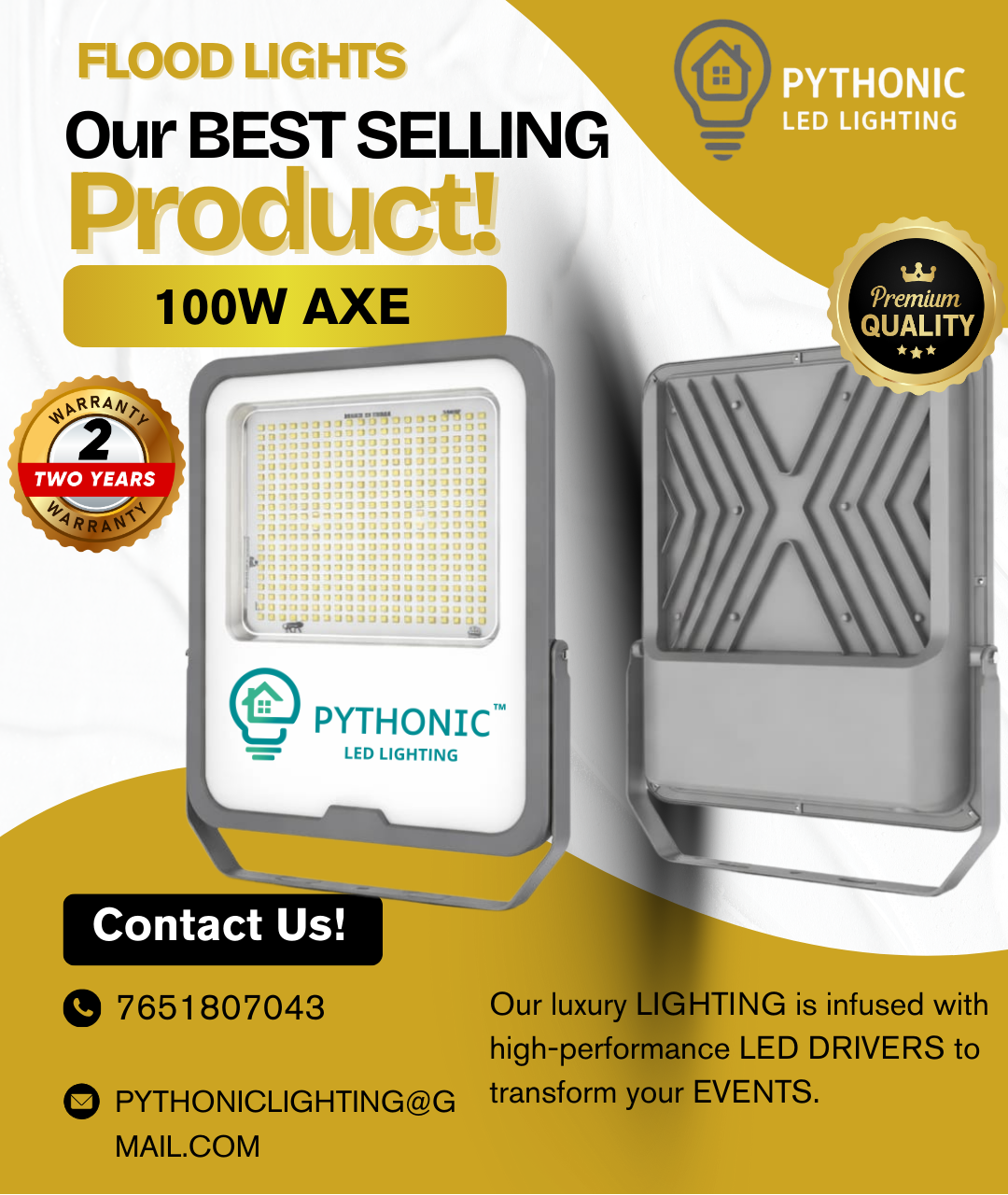 ⚡ 100W AXE Model LED Flood Light — Powerful & Energy Efficient Lighting