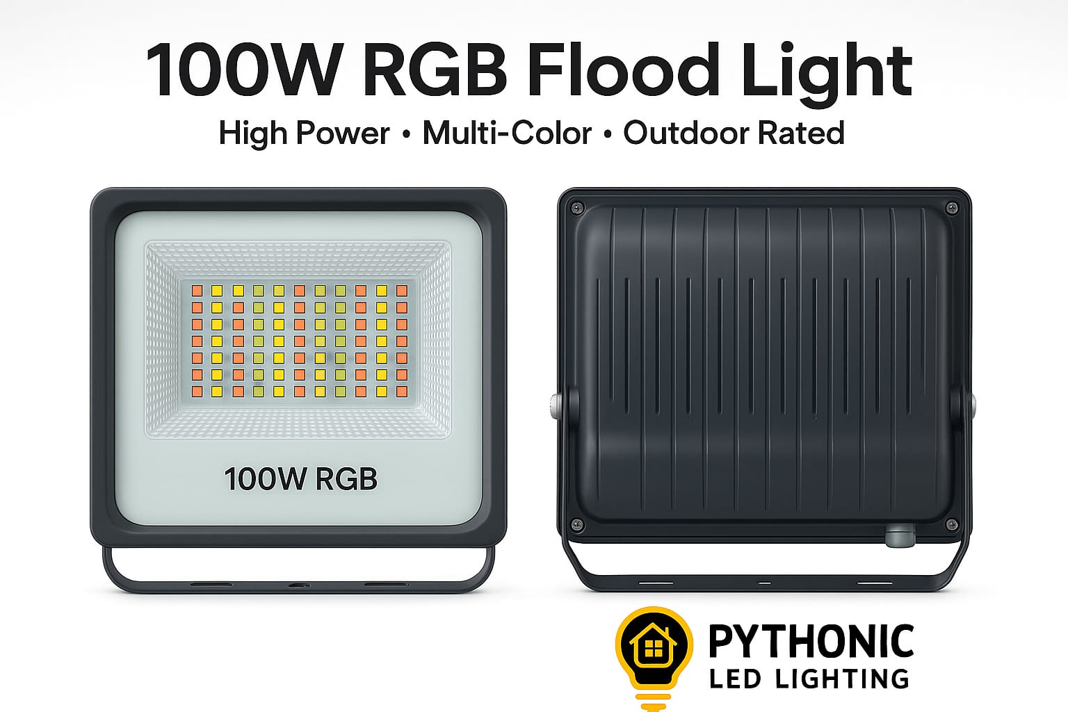 🌈 100W RGB LED Flood Light with Remote — Multi-Color Decorative & Event Lighting